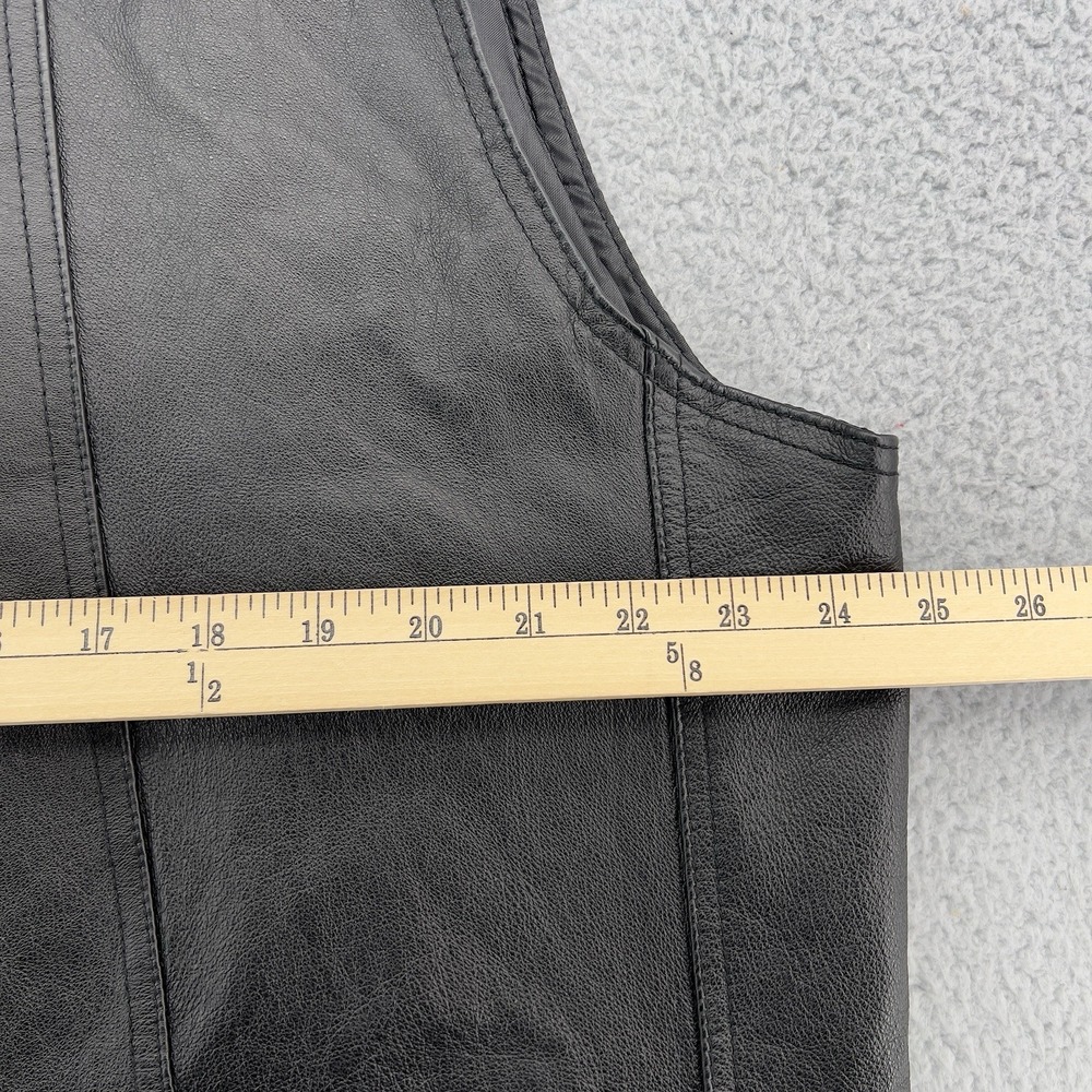 USA Leather Motorcycle Vest Men's 5XL Black Eagle Biker Snap Front Leather Vest - Picture 9 of 14